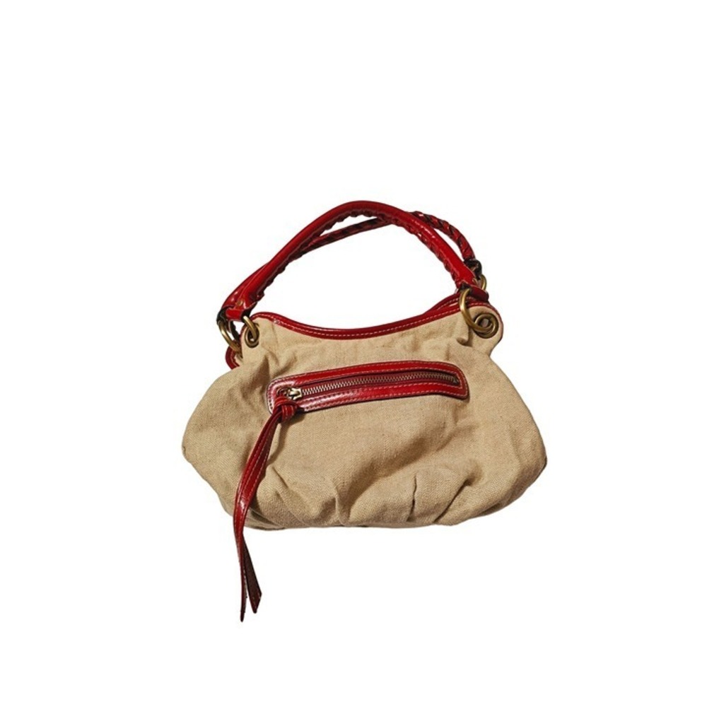 vintage Hillard and Hanson linen mini Hand Bag leather strap
